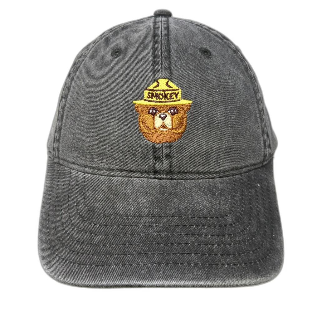 Mad Engine Baseball Cap Gray Brown Yellow One Size Embroidered Smokey Bear hat